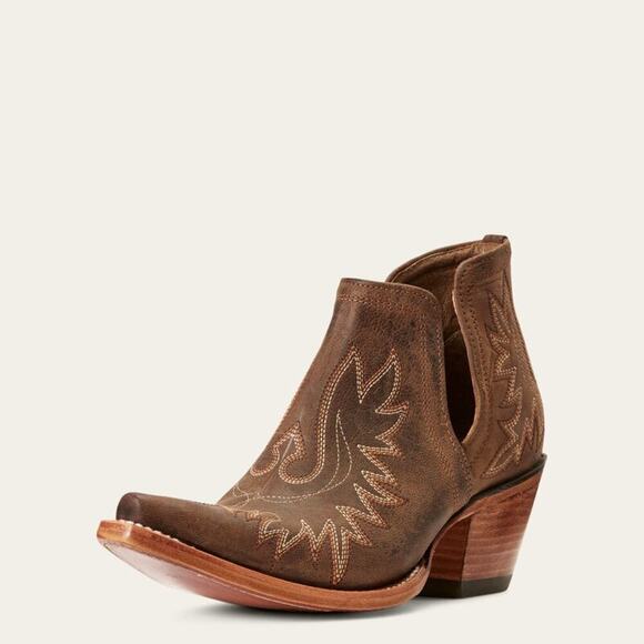 Ariat Weathered Brown Leather Western Ankle Booties Style 10027282 US 7.5B - Picture 1 of 15